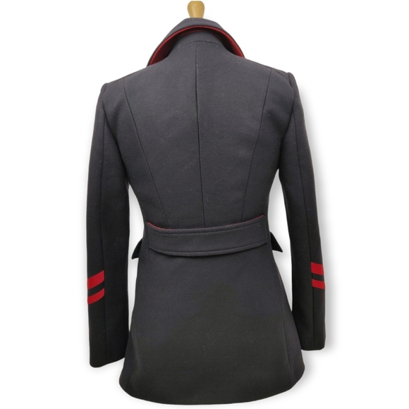 ZARA MILITARY STYLE BLUE WOOL BLEND CLASSIC SHORT COAT JACKET SIZE M - Picture 7 of 13